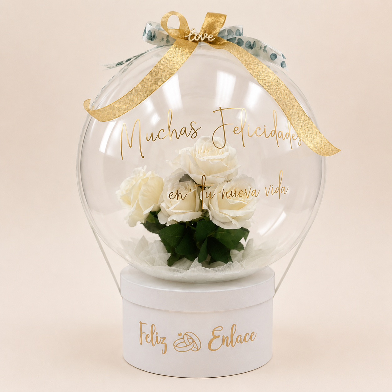 Globo burbuja Bloom Bubble para boda con flores personalizadas y decoración artesanal